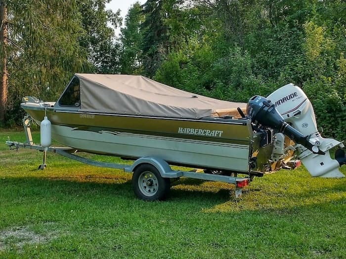 Caribou-Upholstery-British-Columbia-Custom-Fitted-aluminum-outboard-motor-travel-cover-brown